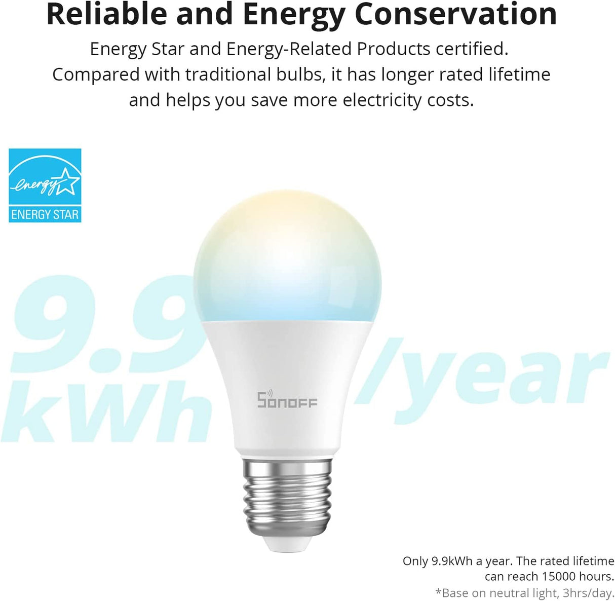 SONOFF Wi-Fi/Bluetooth pametna LED sijalka E27 9W