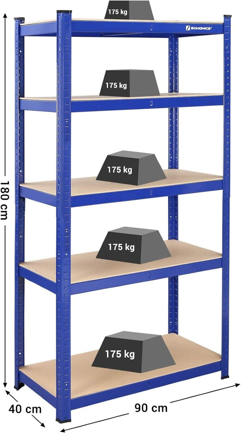 SONGMICS Regal 90 x 180 x 40 cm rjavo-moder,GLR40Q