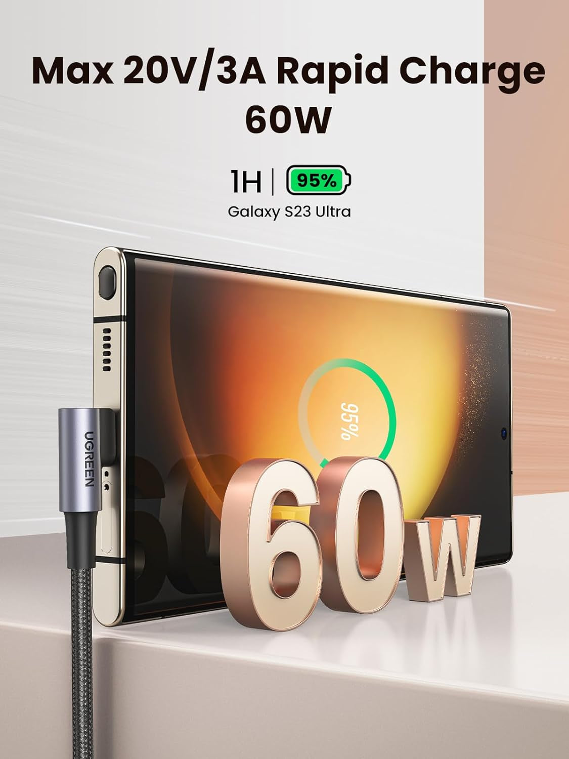 Ugreen kotni USB-C 60W kabel 1M