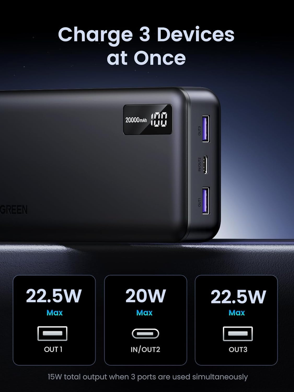 Ugreen 22.5W 20000mAh prenosna baterija