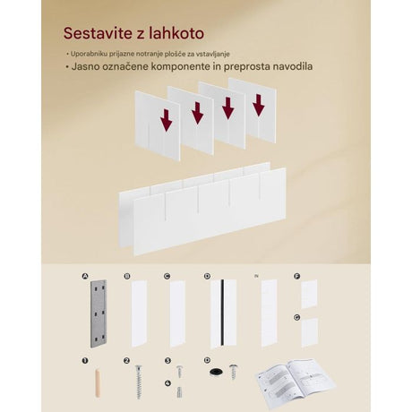 VASAGLE klop za čevlje z mehko blazino 30 x 105 x 48 cm, bela