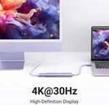Ugreen Revodok USB-C Hub 5-v-1, 100W PD, vijola
