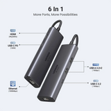 Ugreen 6-v-1 USB-C Hub (100 W PD vhod, 4K@30Hz HDMI)