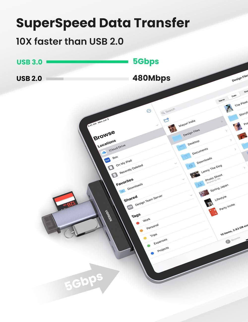 Ugreen USB-C na 2xUSB 3.0+HDMI+3.5mm+PD iPad Converter - box