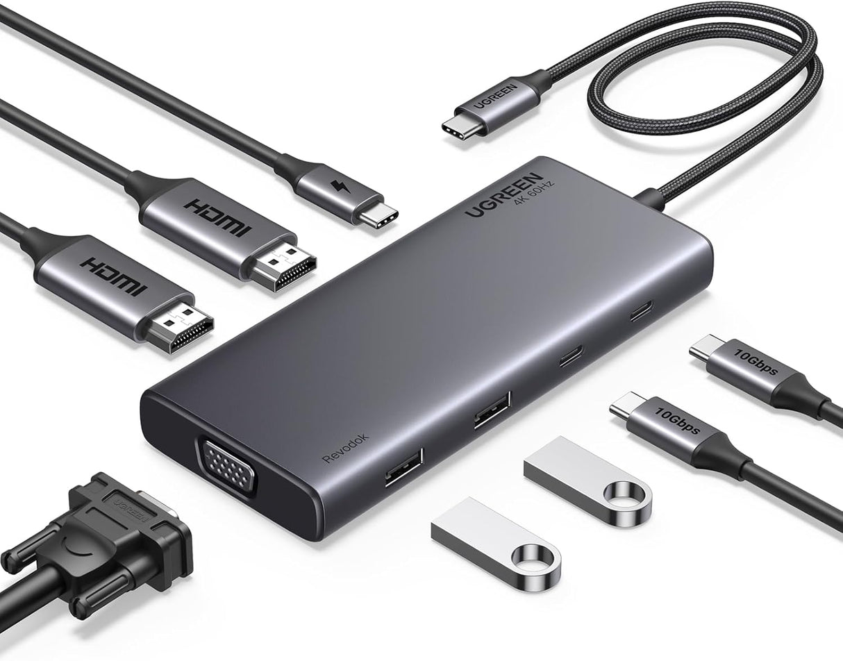 UGREEN 8v1 USB-C 4K priklopna postaja s 100W PD vhodom