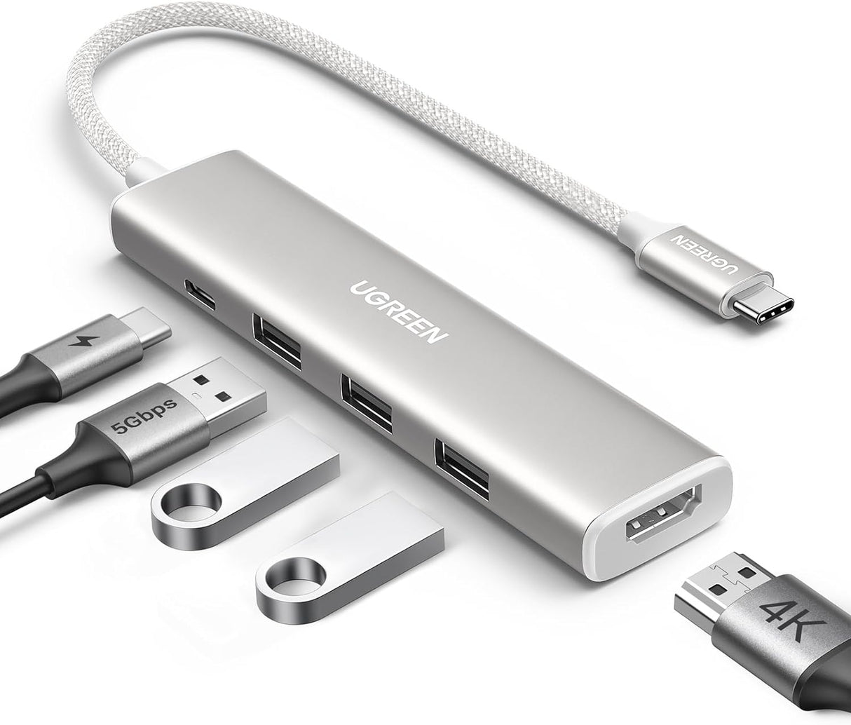 Ugreen Revodok USB-C Hub 5-v-1, 100W PD, bel