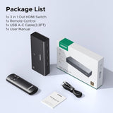 Ugreen HDMI stikalo 4K@60Hz, razdelilnik 3 v 1 s HDR+ podporo