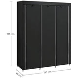 SONGMICS platnena garderobna omara, črna, RYG12B