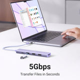 Ugreen Revodok USB-C Hub 5-v-1, 100W PD, vijola