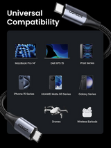 UGREEN USB-C 3.1 Gen2 10Gbps kabel 240W 1m (črn)