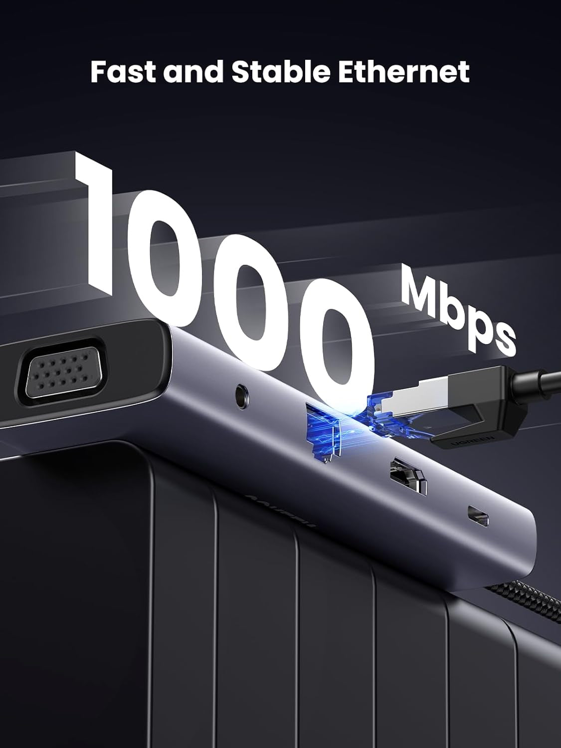 UGREEN USB C Hub, 10-v-1 USB-C z dvojnim izhodom za zaslon 4K HDMI & VGA, 100W PD