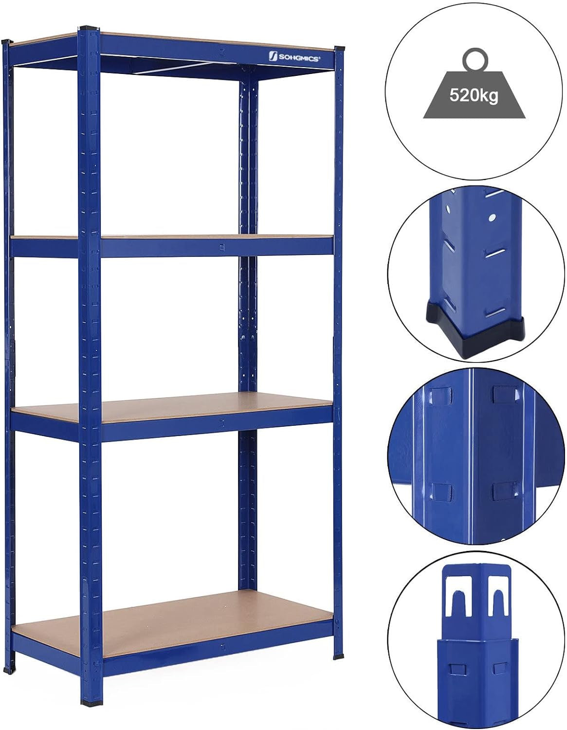 SONGMICS Regal 80 x 160 x 40 cm rjavo-moder,GLR44Q