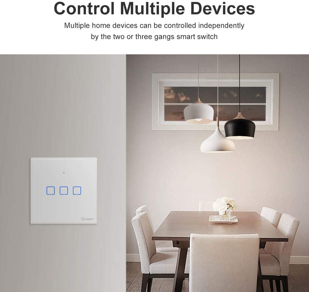 SONOFF pametno stensko stikalo Wi-Fi + RF433 trojno T2EU3C-TX