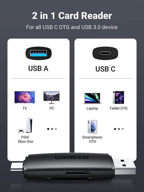 Ugreen USB 3.0 + USB-C OTG čitalec kartic