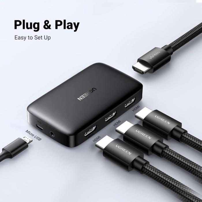 Ugreen HDMI 3x1 HDMI stikalo 4K@30Hz