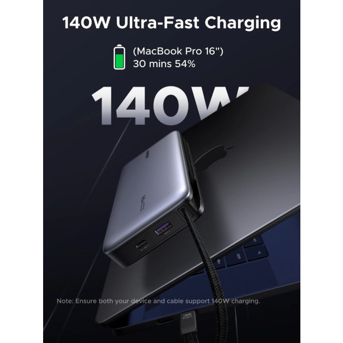 Ugreen 165W 25000mAh prenosna baterija z vgrajenim kablom