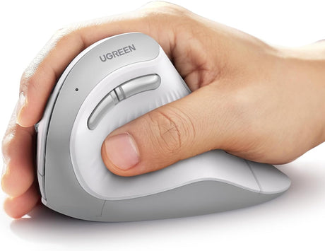 Ugreen brezžična ergonomska vertikalna miška z Bluetooth in Wi-Fi povezavo - bela