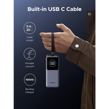 Ugreen prenosna polnilna baterija 12.000mAh, 100W z vgrajenim kablom