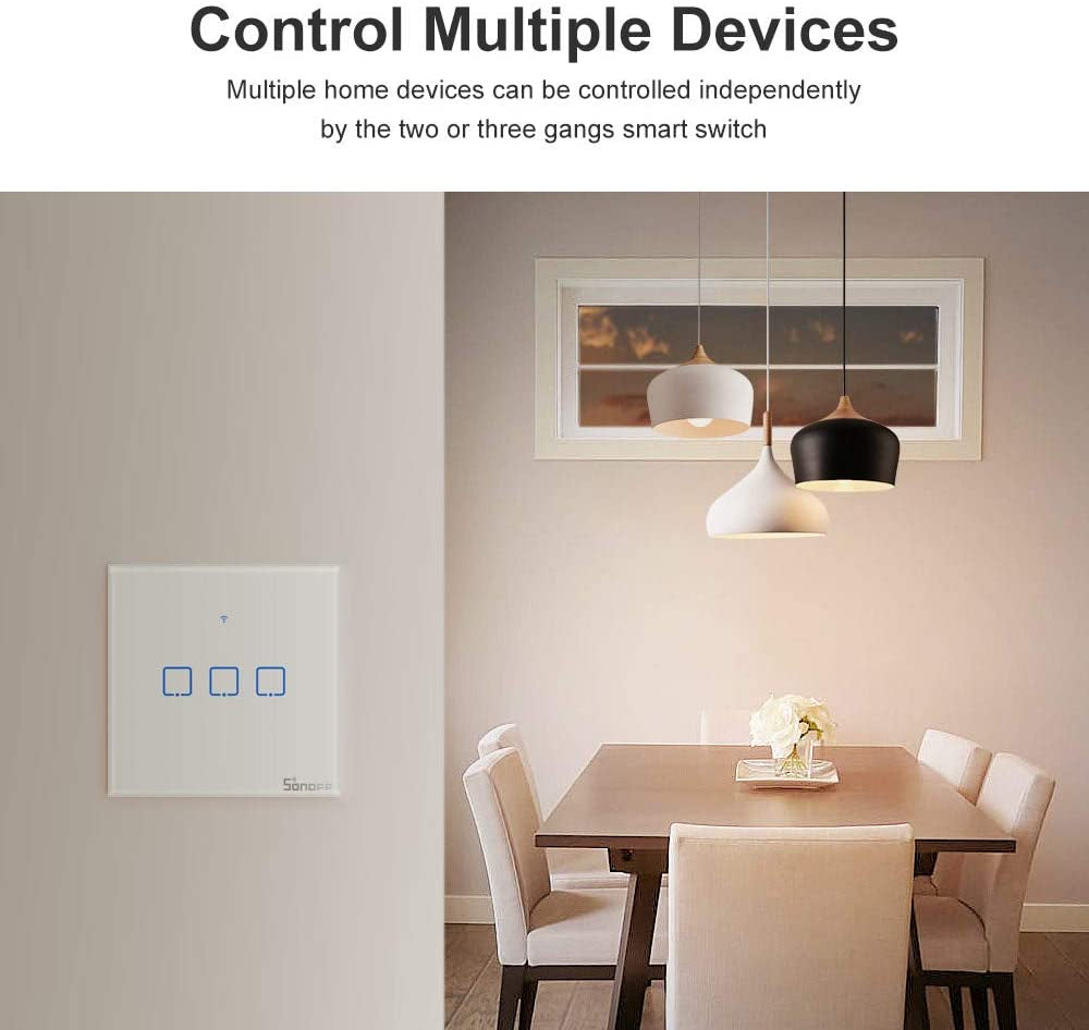 SONOFF pametno stensko stikalo Wi-Fi + RF433 trojno T1EU3C-TX