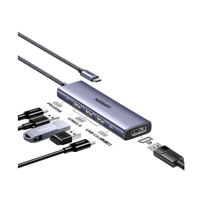 Ugreen 5-v-1 USB-C Hub (100 W PD, 4K@60Hz Displayport)