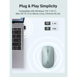 Ugreen brezžična tiha, tanka in lahka miška 2.4GHz, 400DPI zelena - box