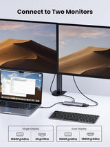 UGREEN USB C Hub, 10-v-1 USB-C z dvojnim izhodom za zaslon 4K HDMI & VGA, 100W PD