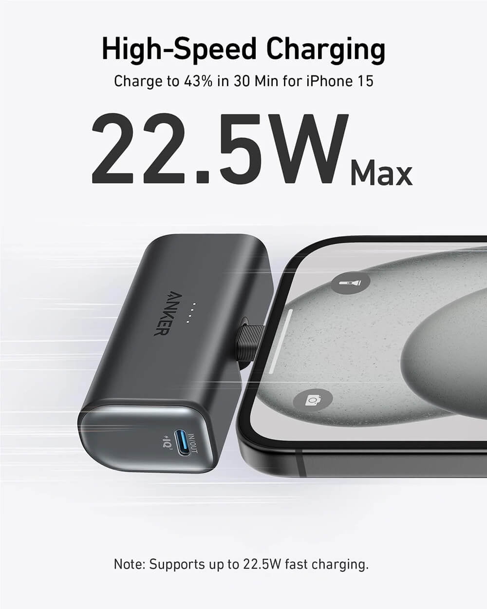 Anker Nano 5K powerbank, črn