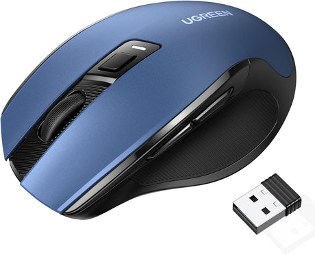 Brezžična miška UGREEN Bluetooth 5.0 in 2,4 Ghz z USB sprejemnikom - modra