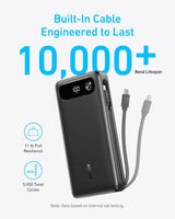 Anker Powerbank 20000 mAh, 87W z vgrajenim USB-C kablom, črn