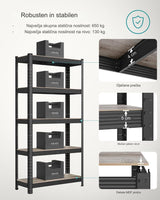 SONGMICS Regal 50 x 100 x 200 cm naravno črna,GLR050B11
