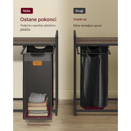 VASAGLE košara za perilo črna 4/1 150L