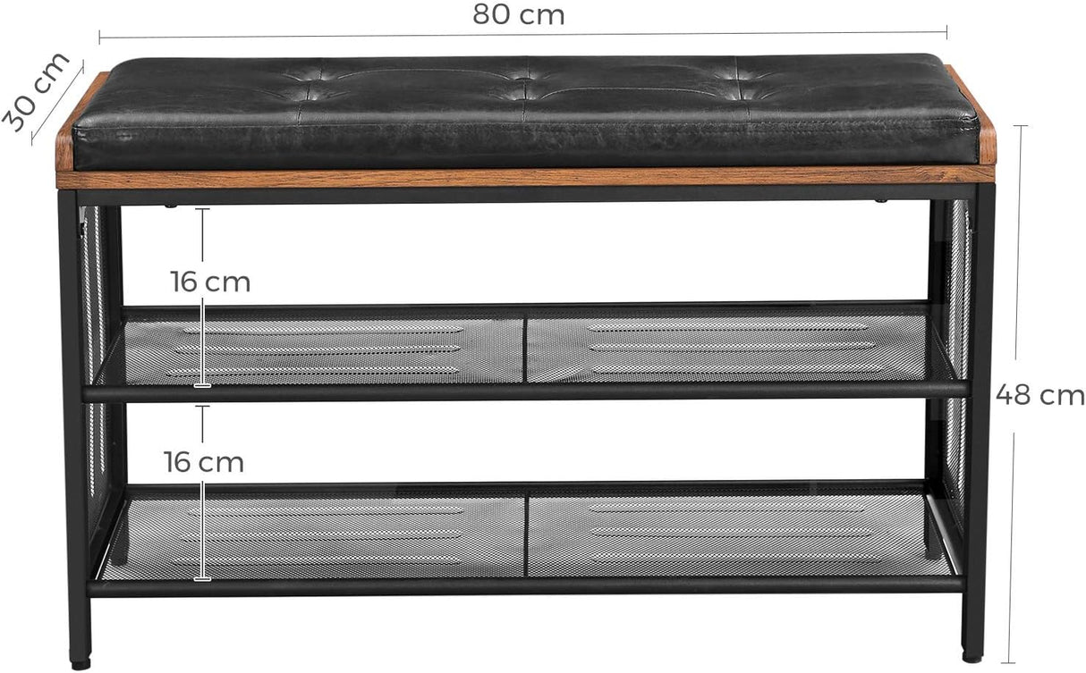 VASAGLE EKHO klop za čevlje, umetno usnje 90 kg nosilnosti 80 x 30 x 48 cm