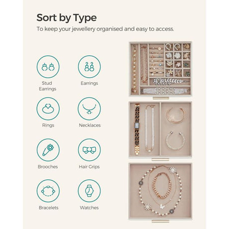 SONGMICS škatla za nakit triplastna JBC239WT