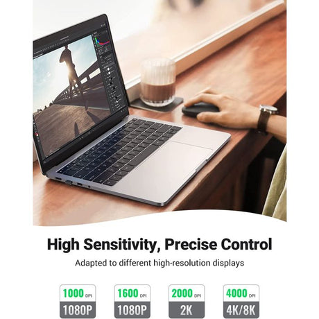 Ugreen brezžična tiha, tanka in lahka miška 2.4GHz, 400DPI črna - box