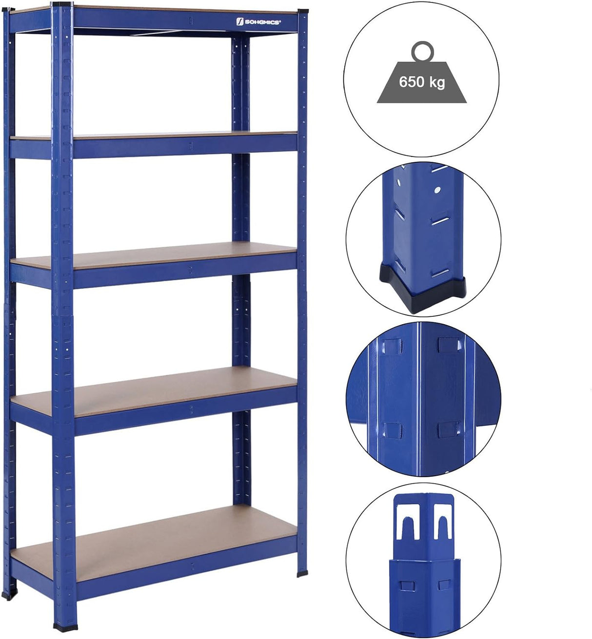 SONGMICS Regal 150 x 75 x 30 cm rjavo-moder,GLR30Q