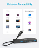 Anker Ultra Slim 4-port USB-C hub črn
