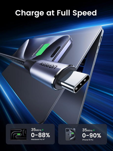 UGREEN USB-C 3.1 Gen2 10Gbps kabel 240W 1m (črn)