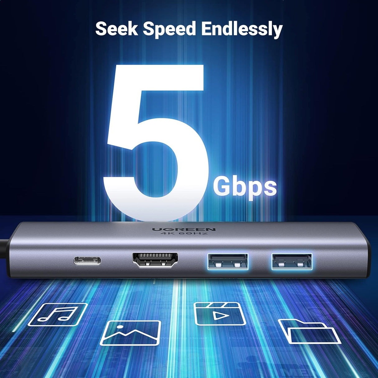 Ugreen 6v1 USB-C HUB 4K HDMI+čitalec kartic+2xUSB+PD 100W