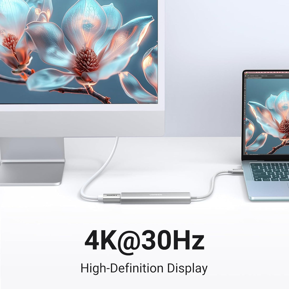 Ugreen Revodok USB-C Hub 5-v-1, 100W PD, bel