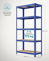 SONGMICS Regal 40 x 90 x 180 cm rjavo-moder,GLR040Q01