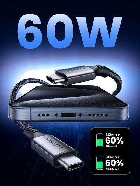 Ugreen 60W USB-C na USB-C polnilni kabel, 2M