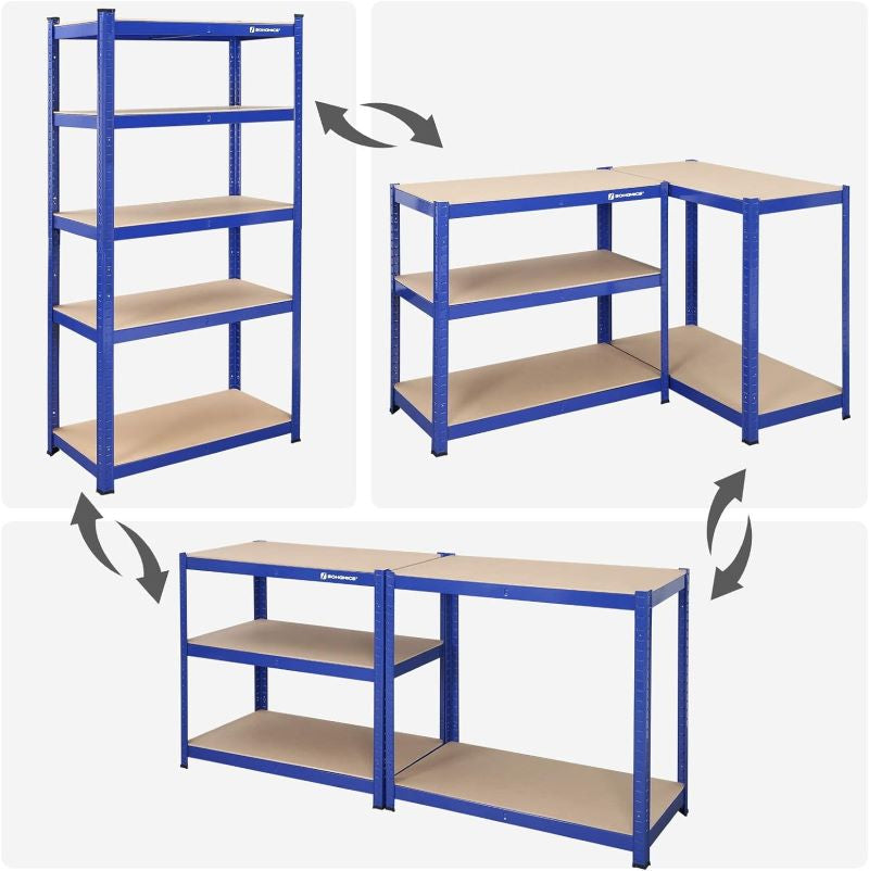 SONGMICS Regal 90 x 180 x 40 cm rjavo-moder,GLR40Q