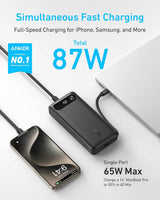 Anker Powerbank 20000 mAh, 87W z vgrajenim USB-C kablom, črn