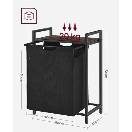 VASAGLE košara za perilo, rustikalno rjavo-črna, BLH101B01