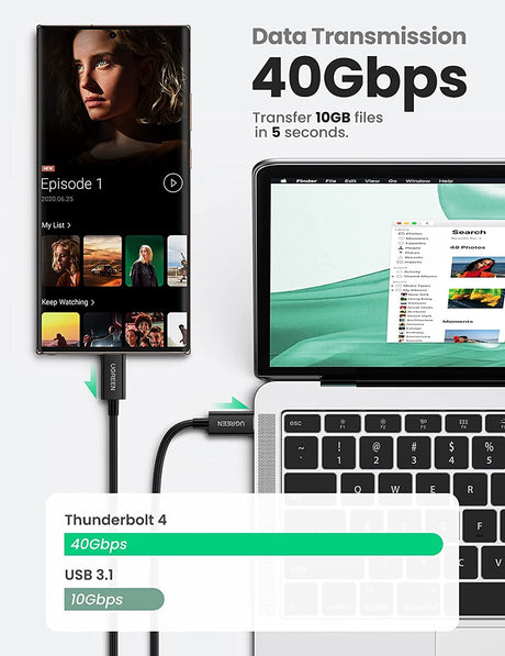 UGREEN 100W Thunderbolt 4 USB-C 8K kabel 0,8M
