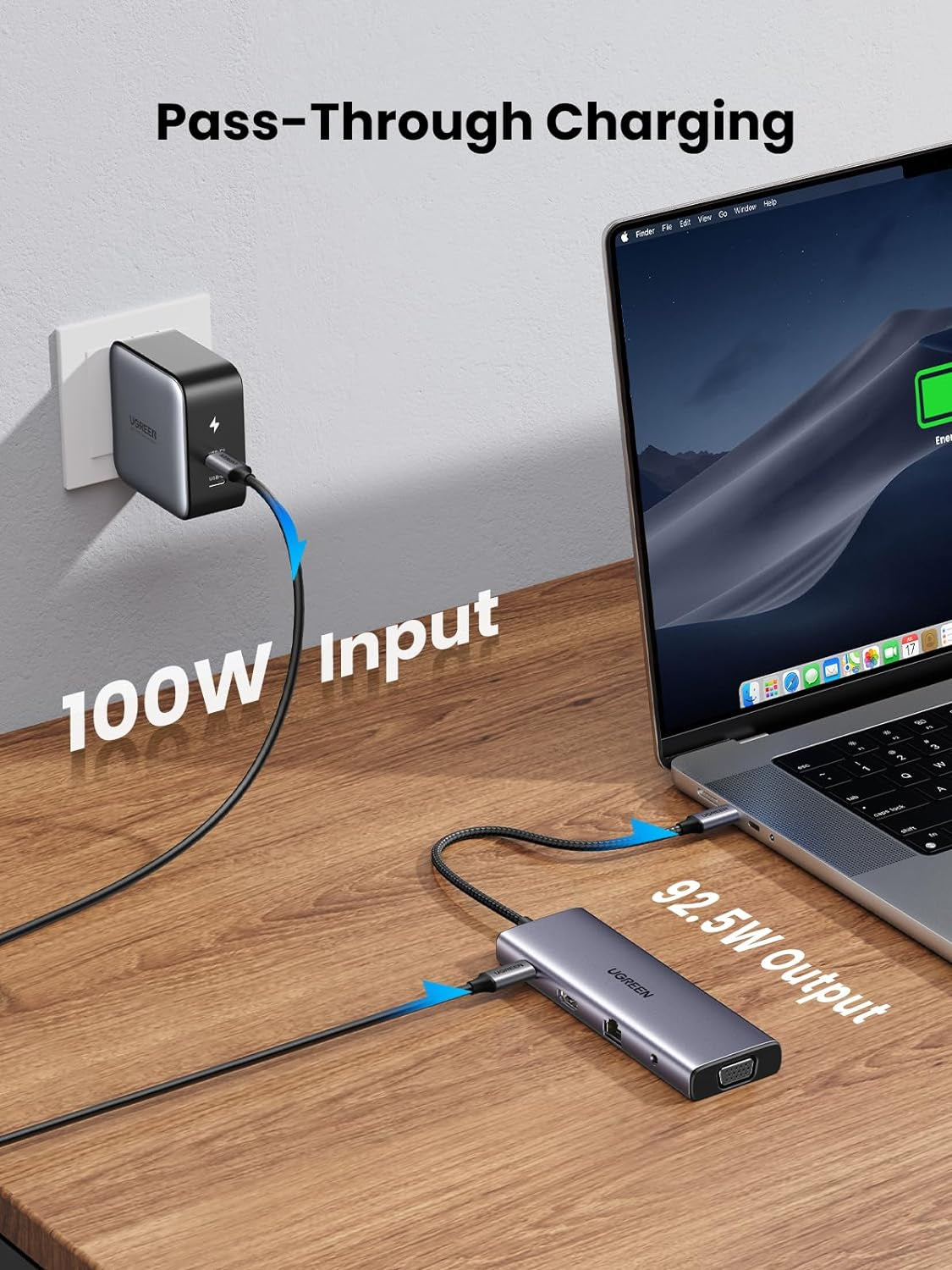 UGREEN USB C Hub, 10-v-1 USB-C z dvojnim izhodom za zaslon 4K HDMI & VGA, 100W PD