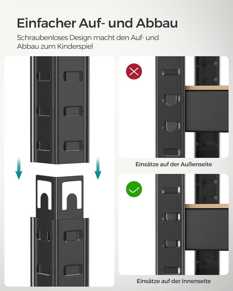 SONGMICS Regal 30 x 75 x 150 cm rjavo-črna,GLR030B21