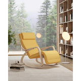 SONGMICS pomirjujoč leseni gugalni stol z nastavljivim podnožjem rumen