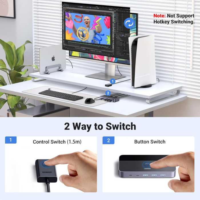 Ugreen USB 3.0 KVM stikalo za 1 monitor in 2 računalnika