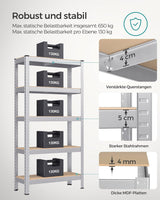 SONGMICS Regal 30 x 75 x 150 cm rjavo-srebrn,-GLR030E01